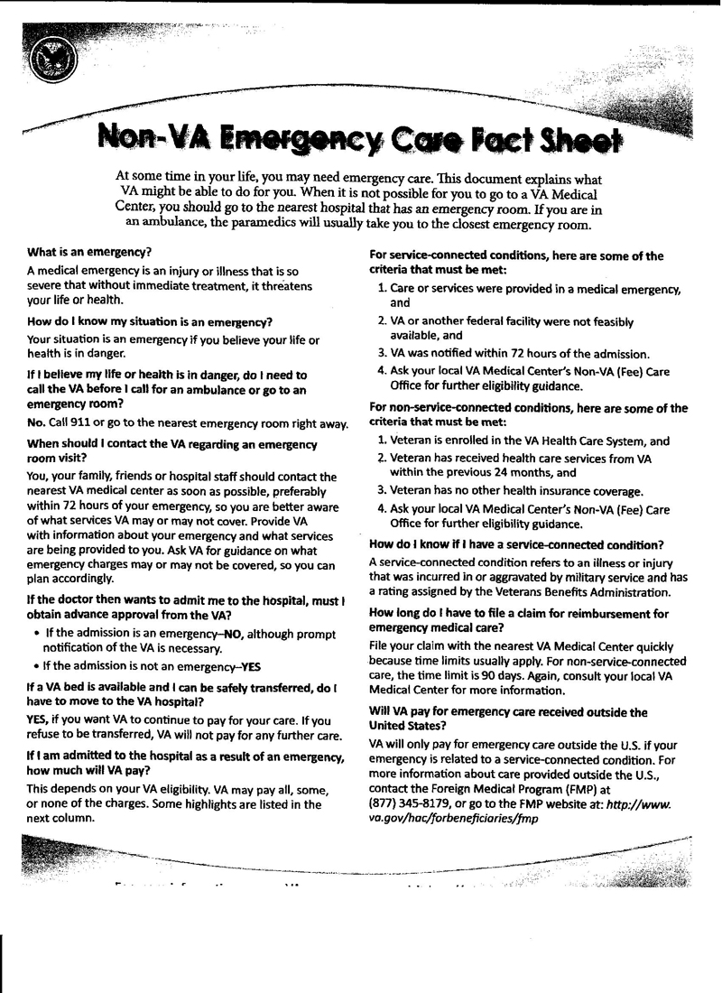 Non-VA Emergency Fact Sheet